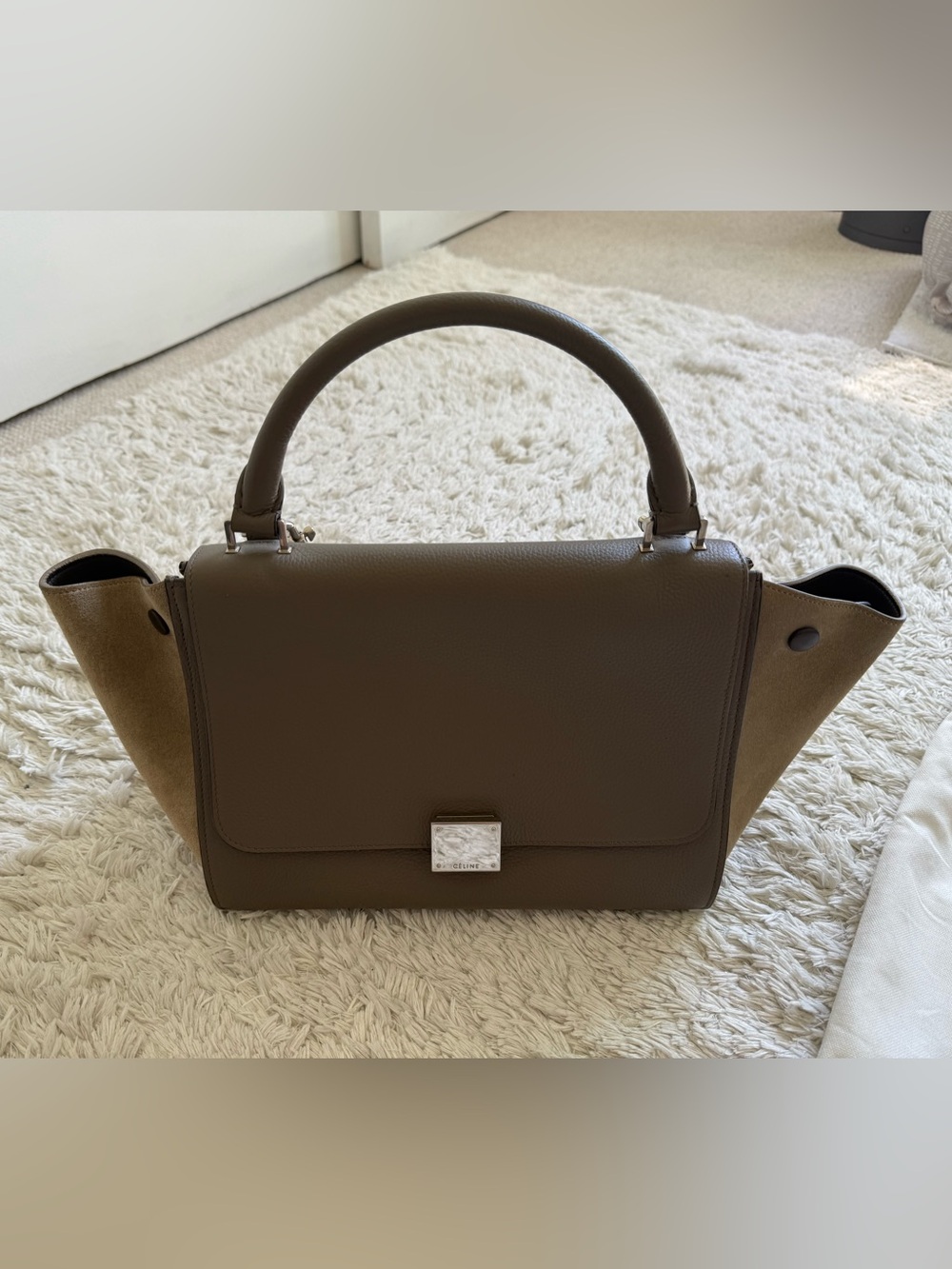 Celine Olive Brown Leather Top-Handle Satchel Size Small - Picture 3 of 7